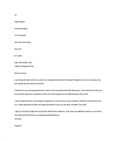 Free 8 Profeesional Resignation Letter Samples In Ms Word Pdf