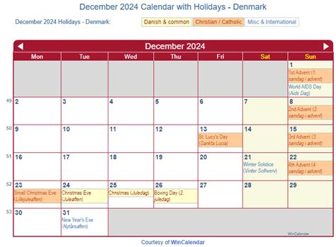 Print Friendly December 2024 Denmark Calendar For Printing