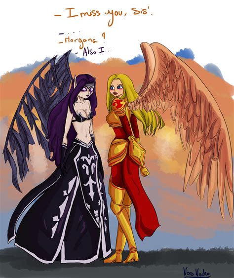 League Of Legends Sisters Morgana And Kayle By Noranecko