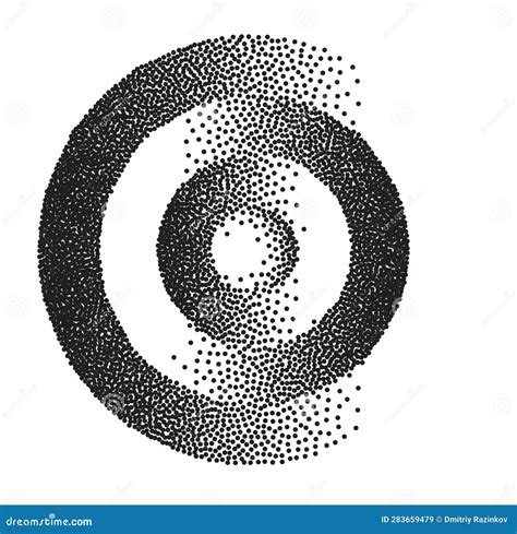 Stipple Circle Isolated On White Grainy Icon Stock Vector