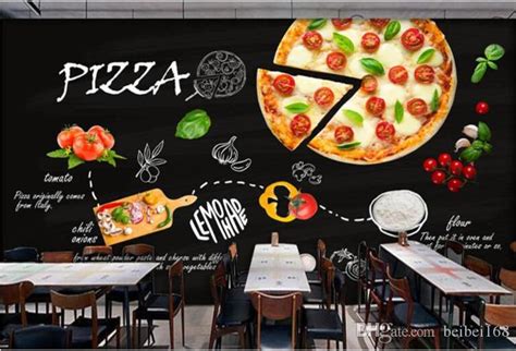 Home Decoration Custom Wallpaper Mural Black Hand Painted Italian Pizza