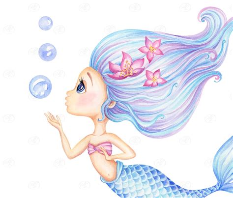 Mermaid Clipart Mermaid Png Little Mermaid Watercolor Etsy España