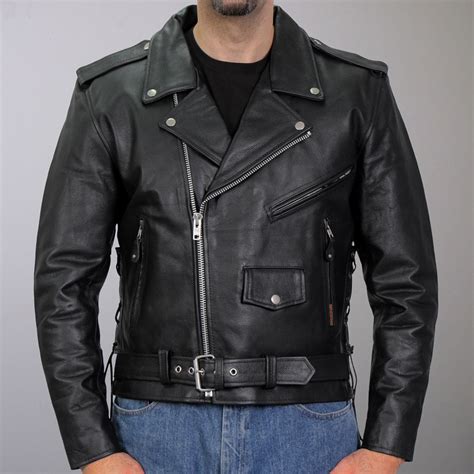 Big Men S Classic Motorcycle Leather Jacket