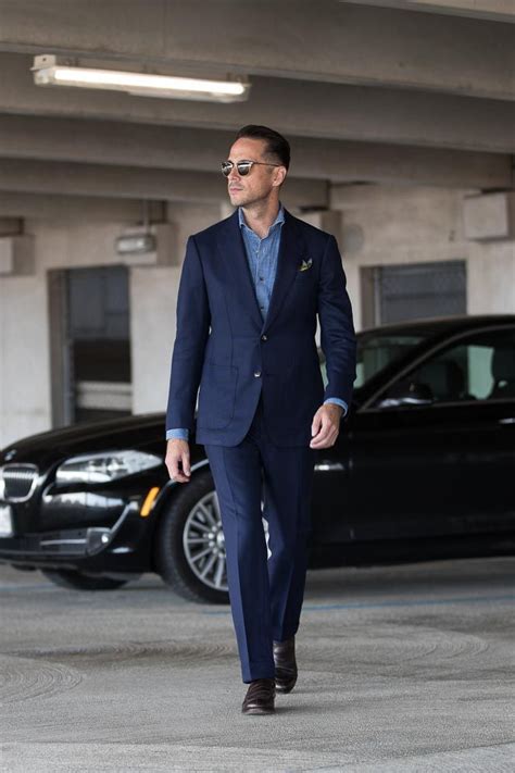 Want To Know How To Wear A Navy Suit Casually Mens Denim Shirt