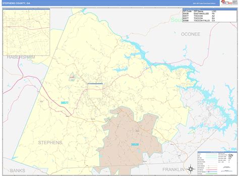 Stephens County Ga Wall Map Color Cast Style By Marketmaps