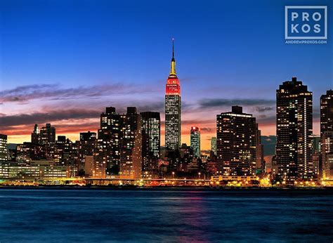 New York City Skyline And Empire State Building At Dusk Fine Art