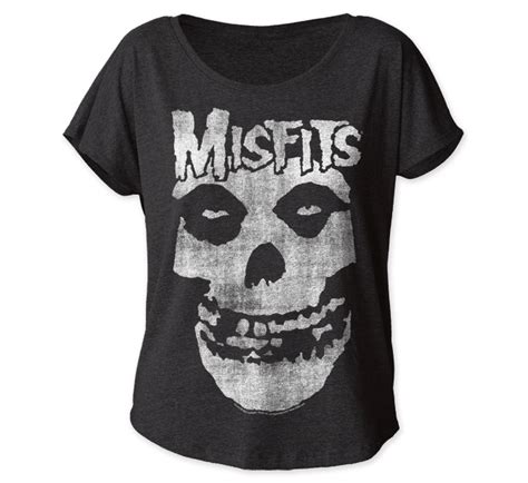 Womens Misfits Skull Dolman T Shirt Black Tshirt Handsome Shirts