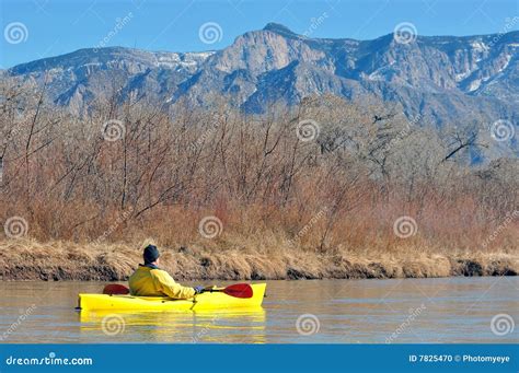 Kayaking Near The Mountains Stock Photo Image Of Boating Sitting