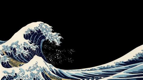 The Great Wave Off Kanishi Is Shown In This Painting By Japanese Artist