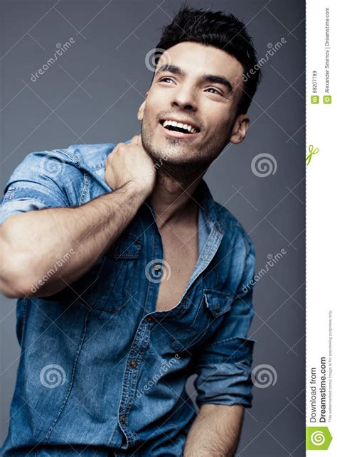 Portrait Of Handsome Young Man In Casual Denim Clothes Stock Image