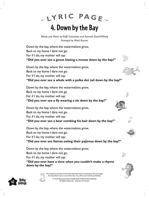Printable Lyrics To Down By The Bay Printable Word Searches