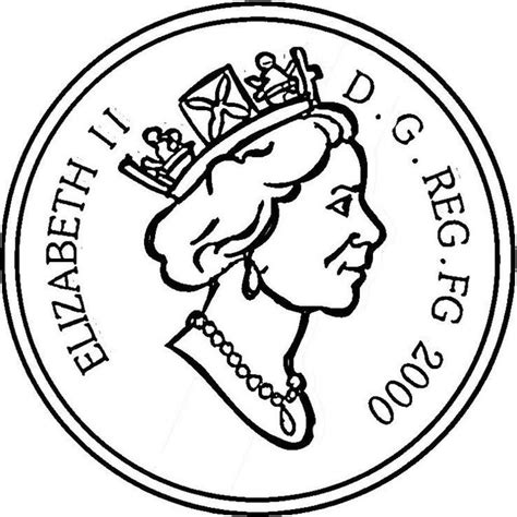 Queen-Elizabeth-II-coin-coloring-page | Coloring pages, Free printable