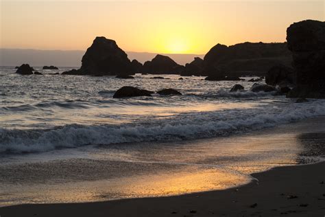 Beach Waves Sunset Royalty Free Photo