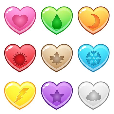 Premium Vector Cute Hearts Shape Button Represents Various Season