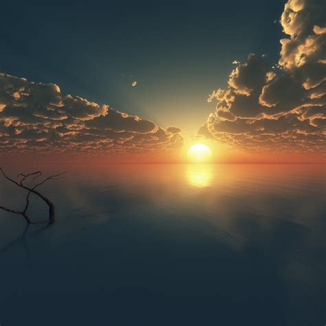 Sunset Wallpaper 4k Cloudy Sky Horizon Body Of Water Reflection