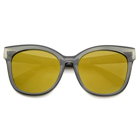 oversize women s mirrored flat lens cat eye sunglasses zerouv