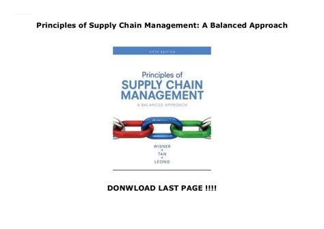 Principles Of Supply Chain Management A Balanced Approach
