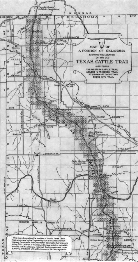 Map Of The Texas Cattle Trail Though Woodward Co