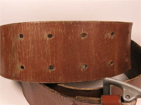 German Officers Brown Leather Belt With Claw Buckle For Army Or