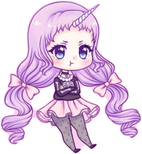 Anime Girl Purple Hair Unicorn