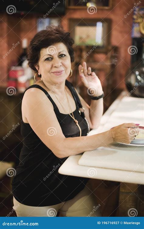 Smoking Mature Woman In Bar Smoking Stock Image Image Of Dinning