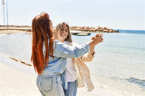 Young Lesbian Couple Of Two Women In Love At The Beach Stock Image Image Of Female Happy