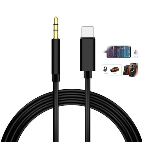 Lightning To 35 Mm Headphone Jack Adapter Aux Audio Music Cable Car