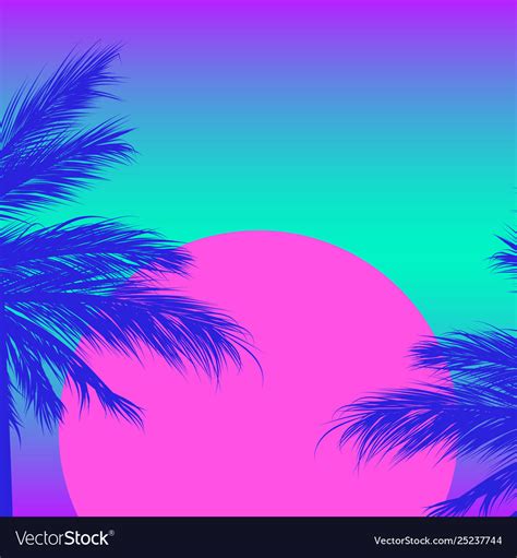 Silhouettes Palm Trees On A Gradient Background Vector Image