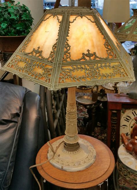Antique Miller Lamp Company Slag Glass Table Lamp