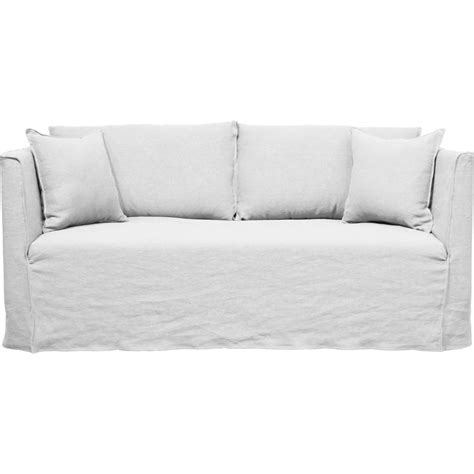 Canapé 3 places fixe en lin blanc capelan - VENCE - canapé droit en tissu | Canapé 5 places ...