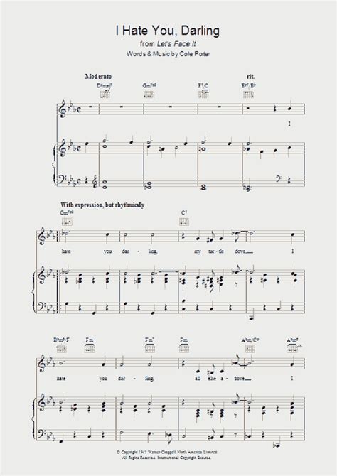 I Hate You Darling Piano Sheet Music Onlinepianist