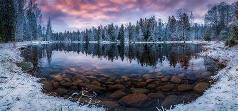 Hd Wallpaper Finland Lake Lapland Nature Reflection Trees Water
