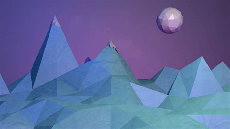 Wallpaper Mountains Abstract 3d Low Poly Symmetry Blue Triangle