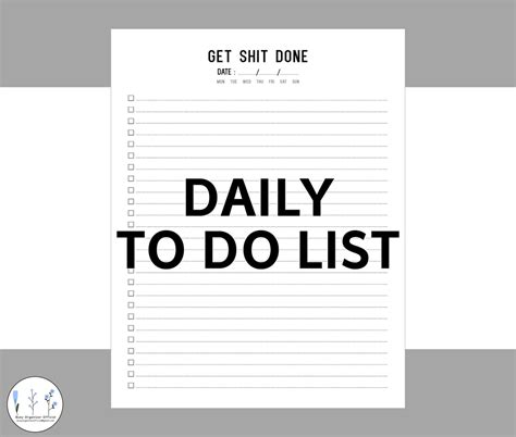 To Do List Printable Daily To Do List Printable To Do Etsy