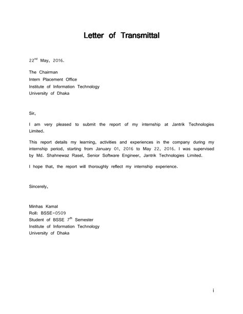 A cover letter is your chance to tell a potential employer why check out the sample cover letter below (or download the cover letter template as a word doc) to get some inspiration to craft your own. Transmittal Letter Sample Pdf - Letter