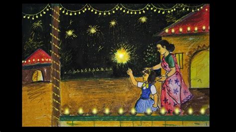 Create 8 lovely drawing for festivals. how to draw Diwali festival scene step by step || easy ...