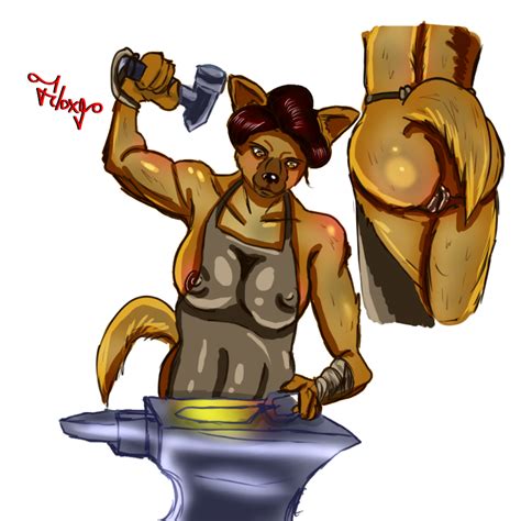 Rule 34 Anthro Anvil Apron Areola Ass Big Breasts Blacksmith Breasts