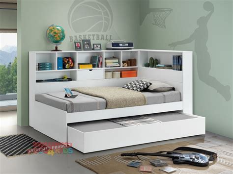 2 King Single Miami Trundle Bed With Bookcase Twin Trundle Bed