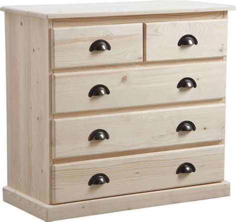 2 tiroirs l 31 x h 14 x p 29 cm. Commode 5 tiroirs en bois brut