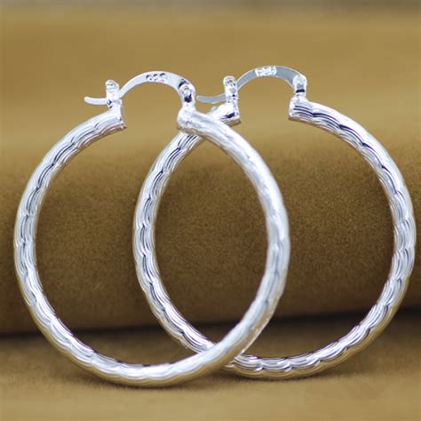 Sterling Silver Hoop Earring For Women Large Luxury Design Good