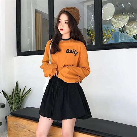 Preppy Style Ulzzang Korea New Autumn Women S Clothing Fashion Loose Full Letter Print Top T