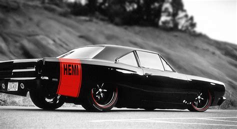Dodge Charger Hemi Retro Muscle Car Black And White Poster My Hot