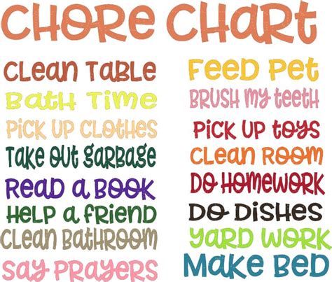 Chore Chart Words Svg Words How To Make Bed Chart