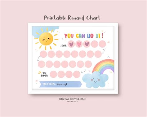 Printable Rainbow Reward Chart Girls Sticker Chart Etsy