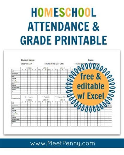 Homeschool Attendance Tracker Free Printable Printable Templates By Nora