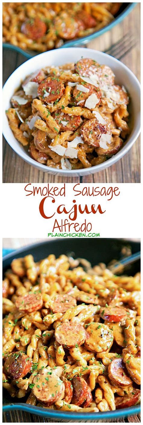 Cook for about 2 minutes, then add the red onion. Smoked Sausage Cajun Alfredo - Only 5 ingredients - smoked ...