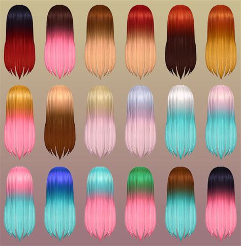 Alicia Hair Ombre Colors Sims 4 Hair