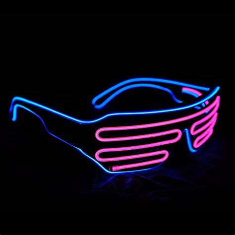 pinfox light up flashing shutter neon rave glasses el wire led sunglasses glow dj costumes for