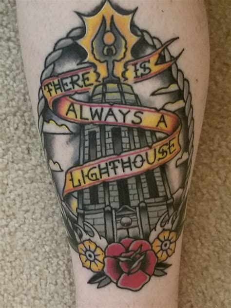 My First Tattoo The Bioshock Lighthouse Done By Dustin Hardcastle