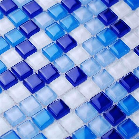 Mini Square Blue Color Zone Glass Mosaic Tiles For Kitchen Backsplash
